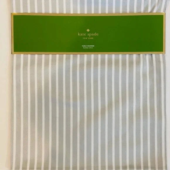 Kate Spade "Harbour Drive" Platnium, White Table Runner, cotton blend, 72" - Picture 7 of 10
